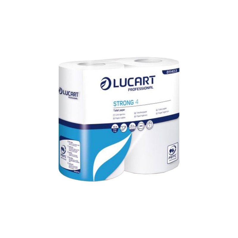 Carta igienica Strong 4 - 2 veli - 496 strappi - bianco - Lucart - pacco 4 rotoli - 96737