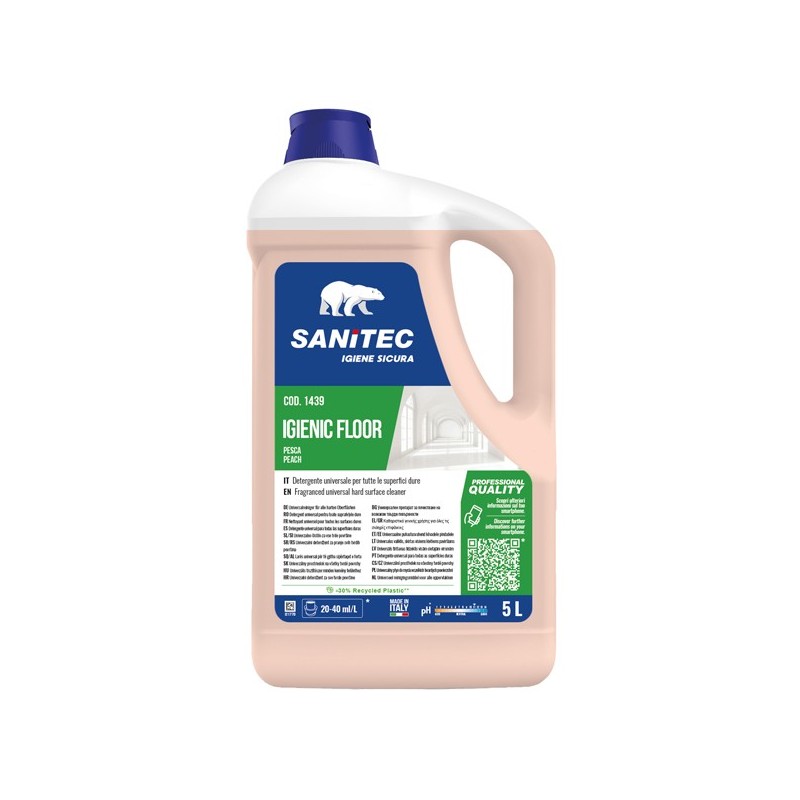 Detergenti pavimenti Igienic Floor - 5 L - pesca/gelsomino - Sanitec - 91766