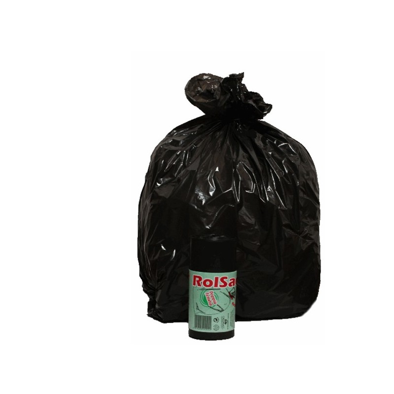 Sacchi - 50 x 60 cm - 30 L - 16 micron - nero - Rolsac - conf. 20 pezzi - 89600