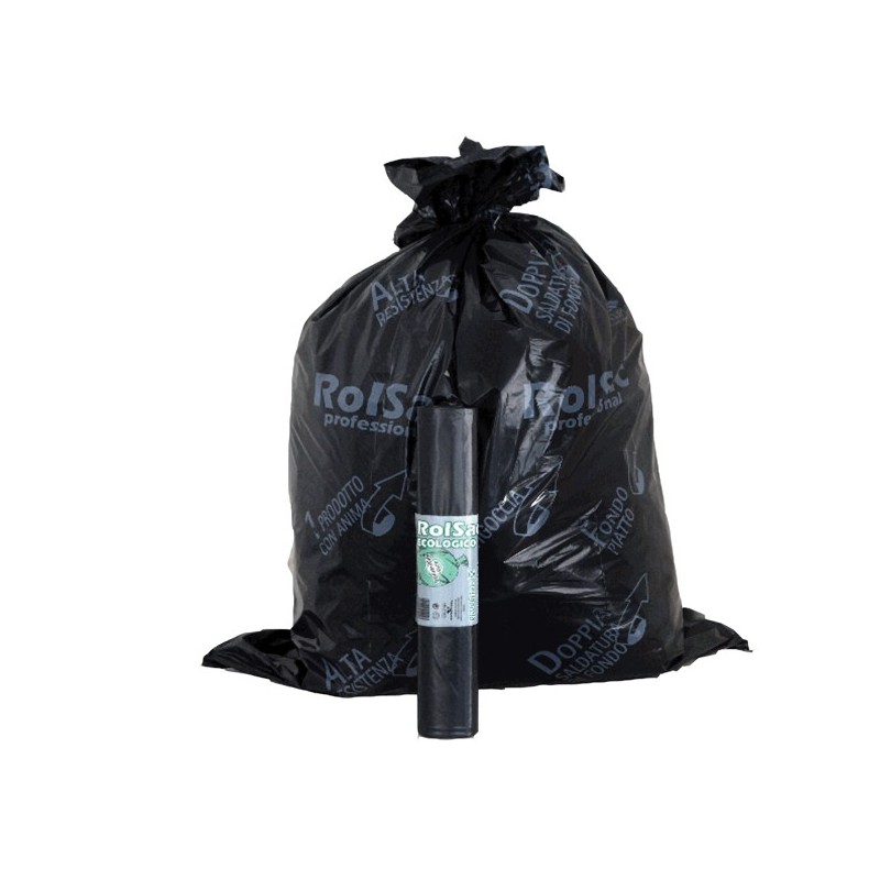 Sacchi - 72 x 110 cm - 110 L - 47 micron - nero - Rolsac - conf. 10 pezzi - 89614