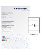 Etichette adesive - in carta - permanenti - 70 x 48 mm - 18 et/fg - 100 fogli - bianco - Starline - STL3026