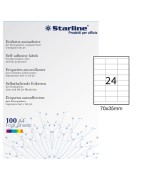 Etichette adesive - in carta - permanenti - 70 x 35 mm - 24 et/fg - 100 fogli - bianco - Starline - STL3054