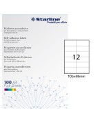 Etichette adesive - in carta - permanenti - 105 x 48 mm - 12 et/fg - 100 fogli - bianco - Starline - STL3030